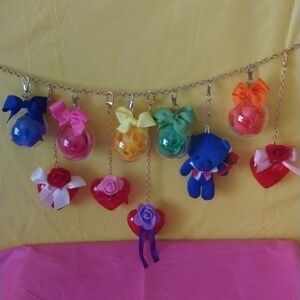 Teddy bear, hearts and roses purse charms